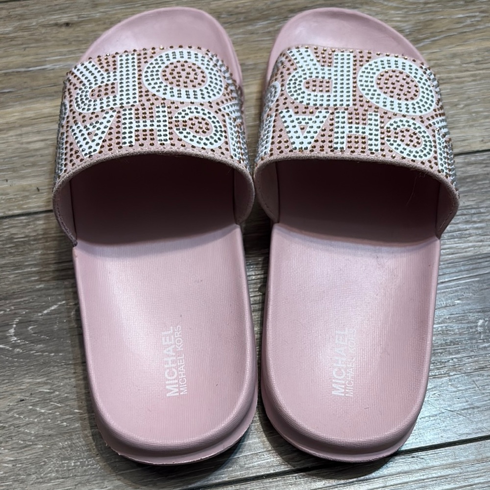 Michael Kors Pink Logo Slide Sandals